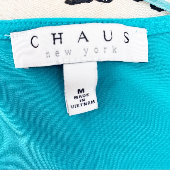 Chaus New York Turquoise V Neck Blouse Size M - Picture 4 of 5